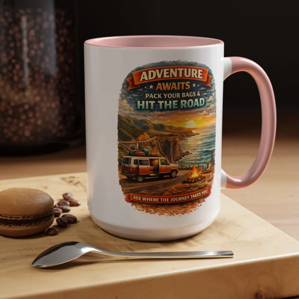 7952274857114232690_2048.jpeg Accent Coffee Mug (11, 15oz) — "Adventure Awaits-Pack Your Bags" Design Scenic-Line
