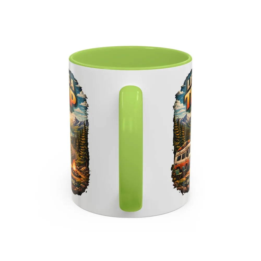 Accent Coffee Mug (11, 15oz) — "Life s A Trip" Design Scenic-Line
