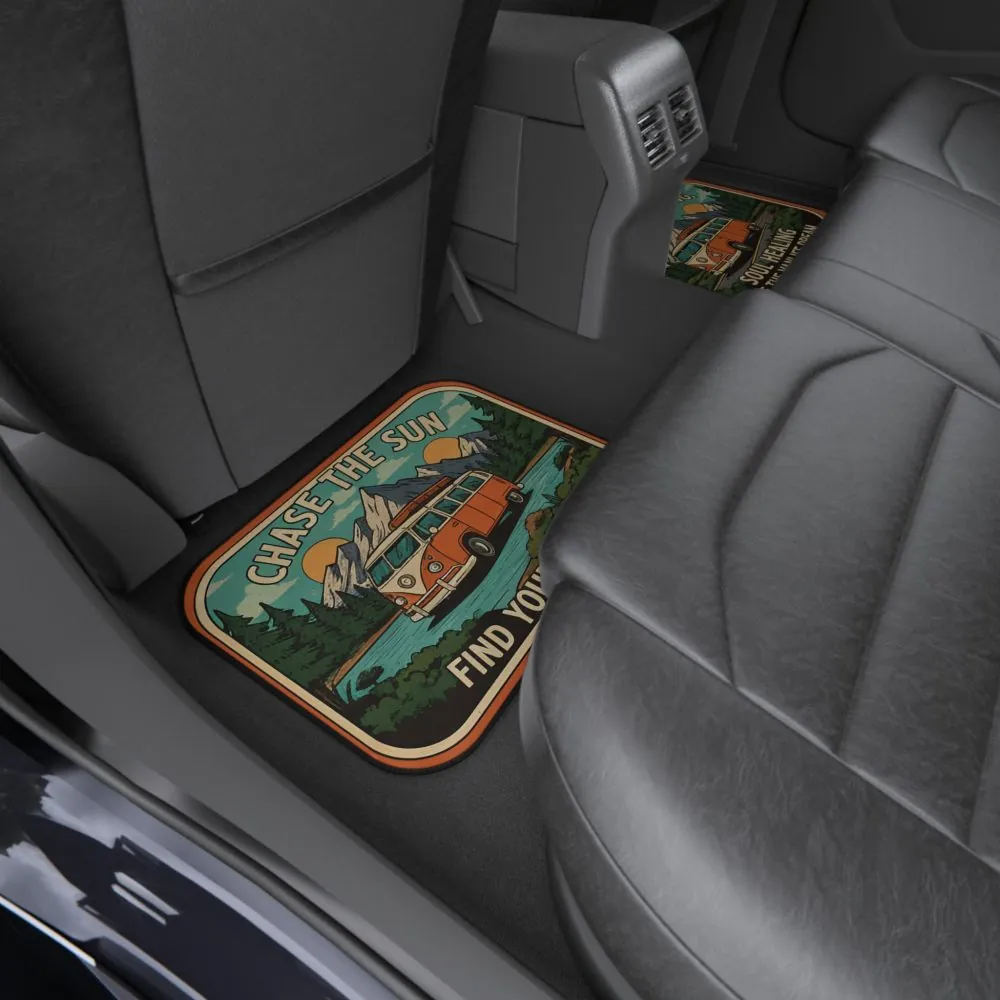 Car Mats (Set of 4) — "Retro Adventure Van - Good Vibes", Fueled by Sunshine & Adventure