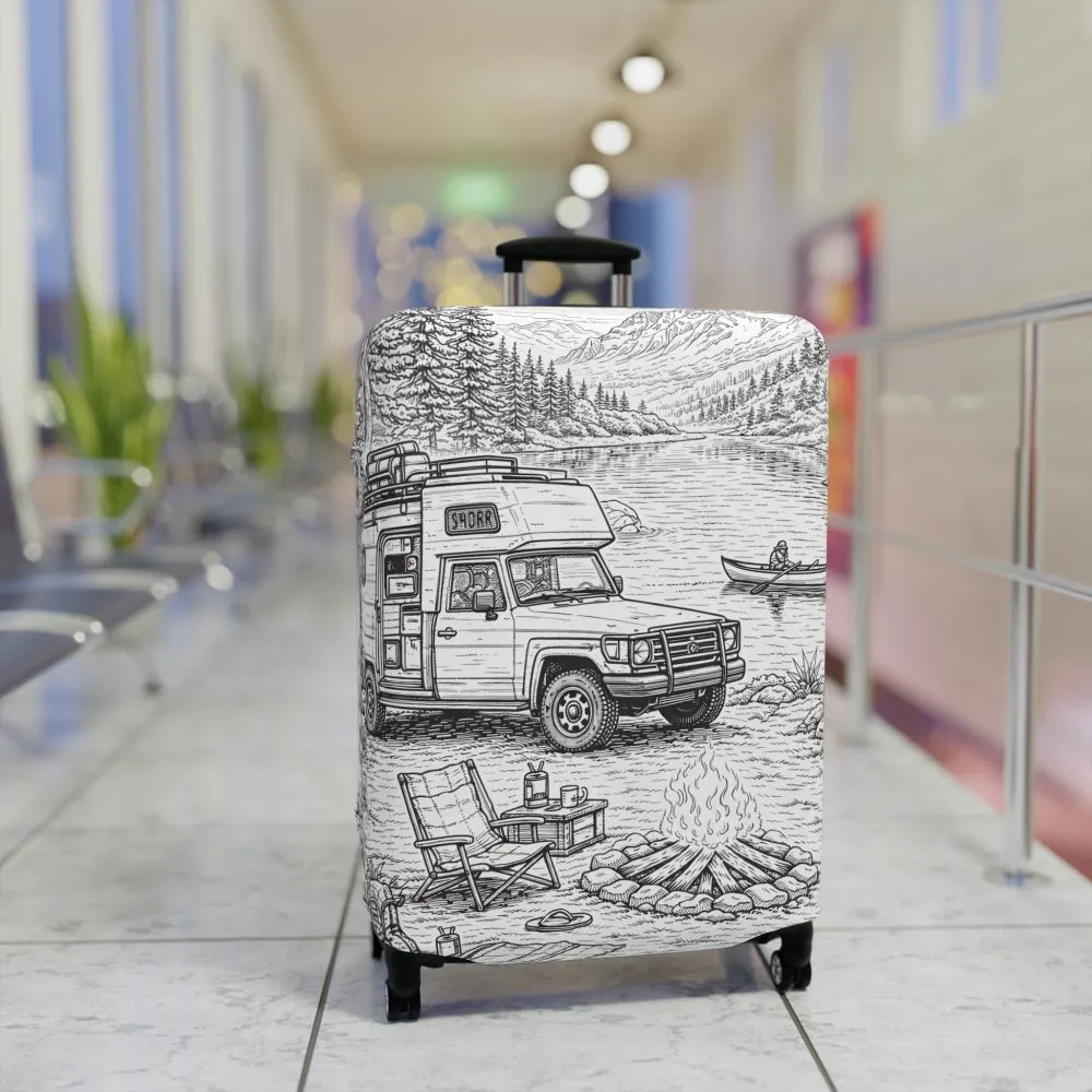 7965037495413613013_2048.jpeg Luggage Cover — Adventure Camper Sketch Travel Suitcase