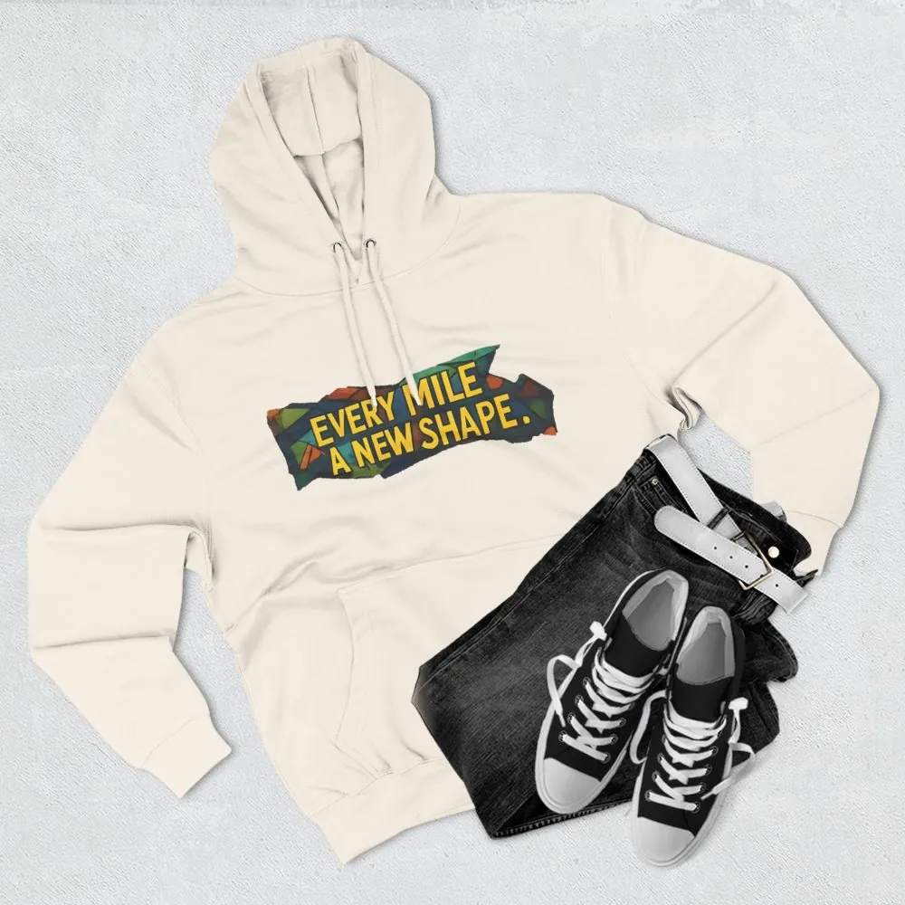 Three-Panel Fleece Hoodie - "Every Mile A New Shape" Design Cubic-Line