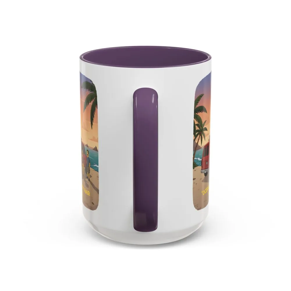 Accent Coffee Mug (11, 15oz) — "Ocean Air Salty Hair Van Life" Design Sitcom-Line