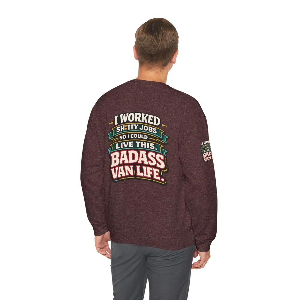 Unisex Heavy Blend™ Crewneck Sweatshirt — "I Worked Shitty Jobs" Design F**K-Line