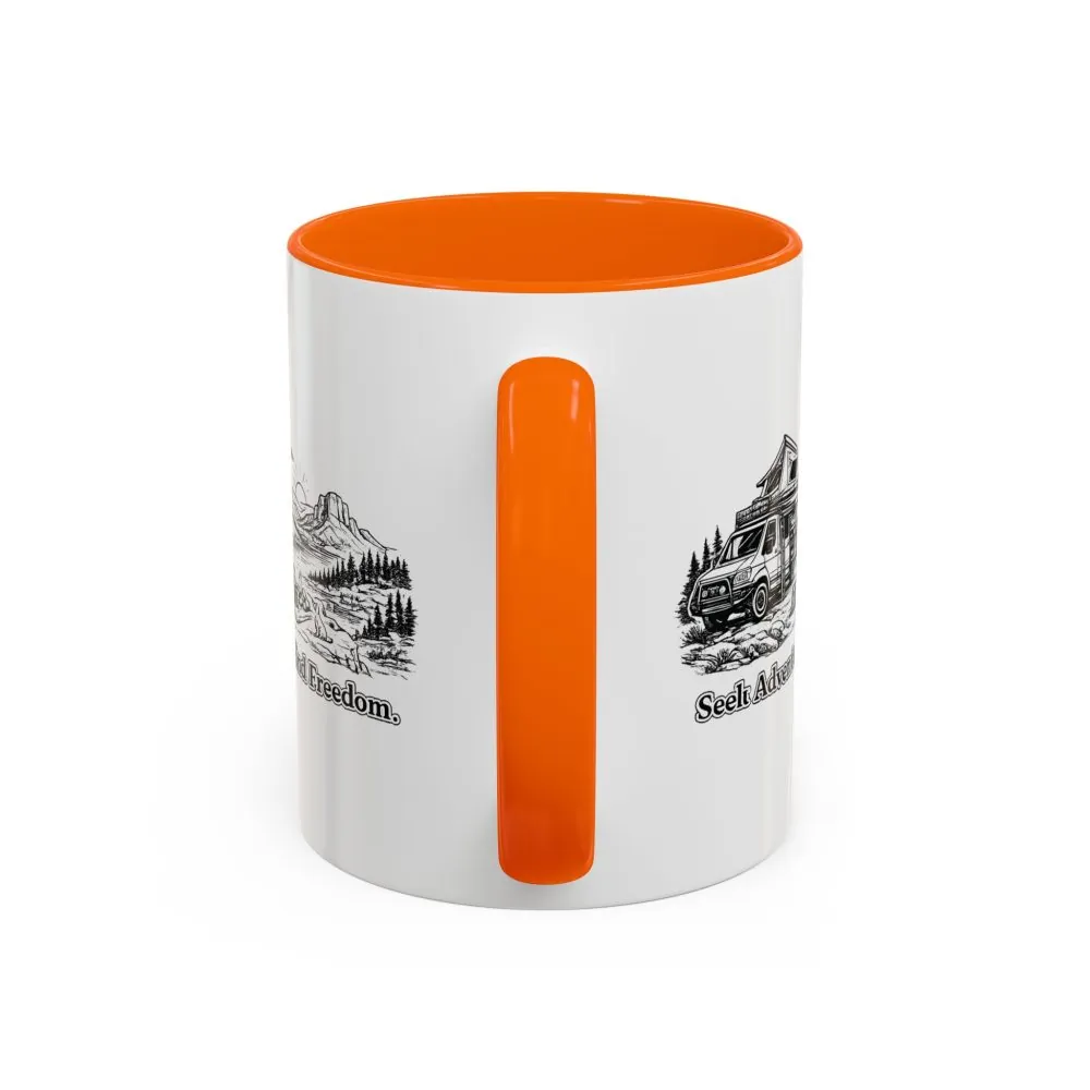 7978356957770502318_2048.jpeg Accent Coffee Mug (11, 15oz) — "Seek Adventure, Find Freedom" Design Minimal-Line