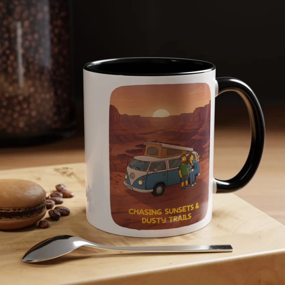 8012309332410880785_2048.jpeg Accent Coffee Mug (11, 15oz) — "Chasing Sunsets And Dusty Trails" Design Sitcom-Line