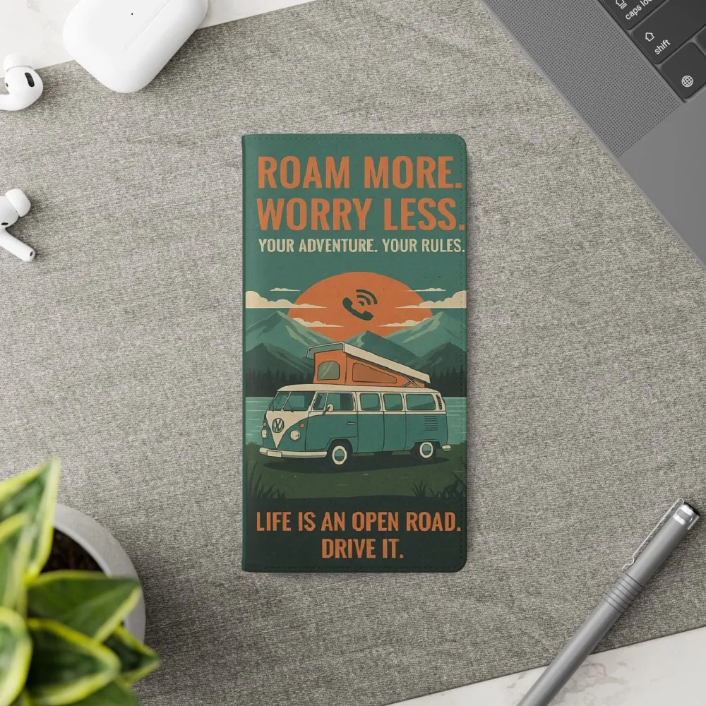 8037217155667500632_2048.jpeg Flip Phone Case — "Roam More Worry Less - Life Is An Open Road" Phone Wallet
