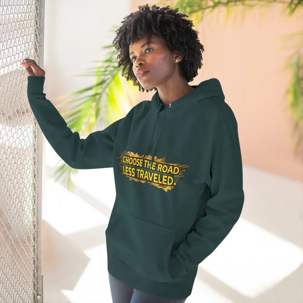 Three-Panel Fleece Hoodie - "Choose The Road Less Traveled" Design Cubic-Line