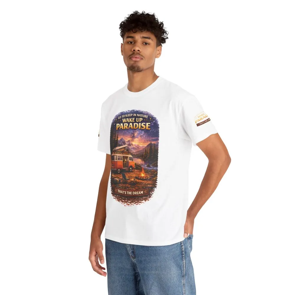 Unisex Heavy Cotton Tee — "Go Sleep In Nature" Design Scenic-Line
