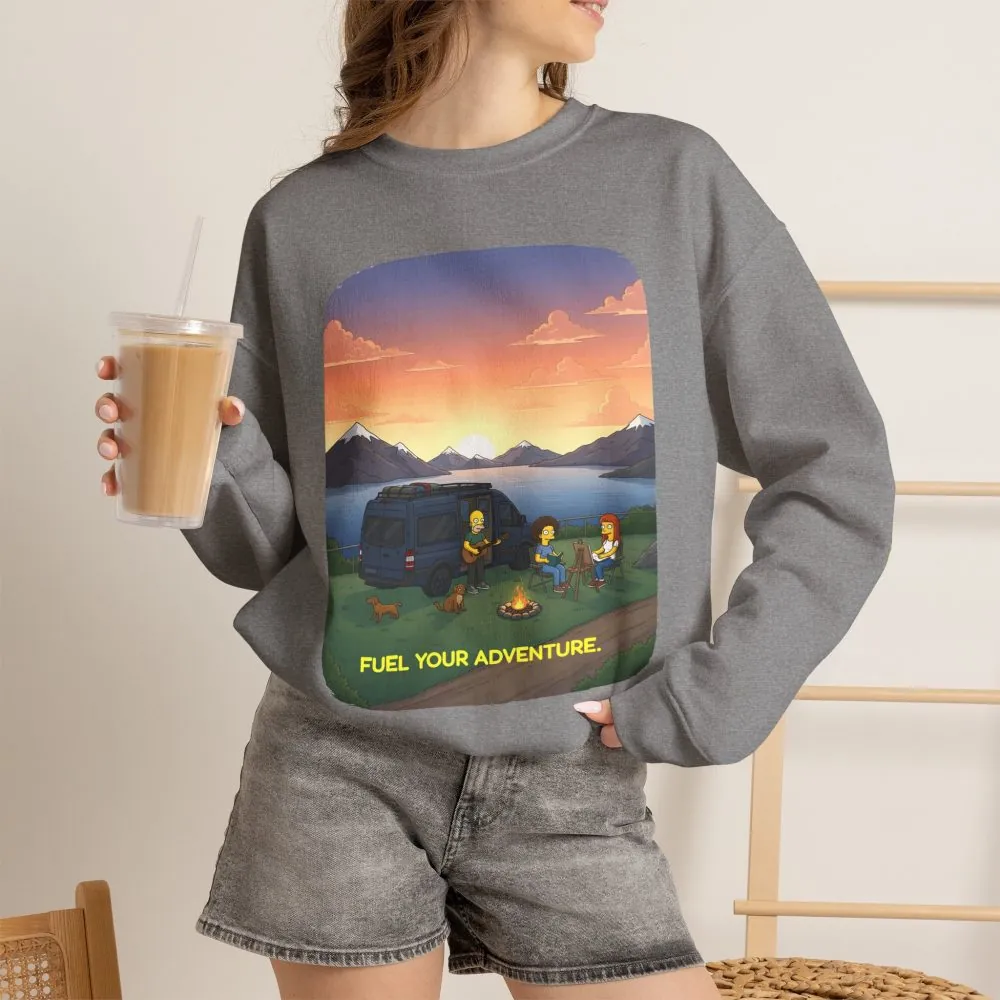Unisex Heavy Blend™ Crewneck Sweatshirt — "Fuel Your Adventure" Design Sitcom-Line
