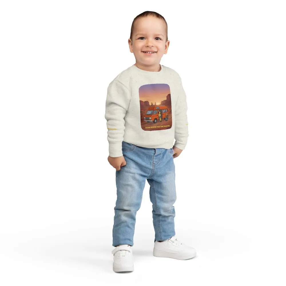 8055515851424311342_2048.jpeg Toddler Sweatshirt - "Roam Where You Are Rooted" (Design Sitcom-Line)