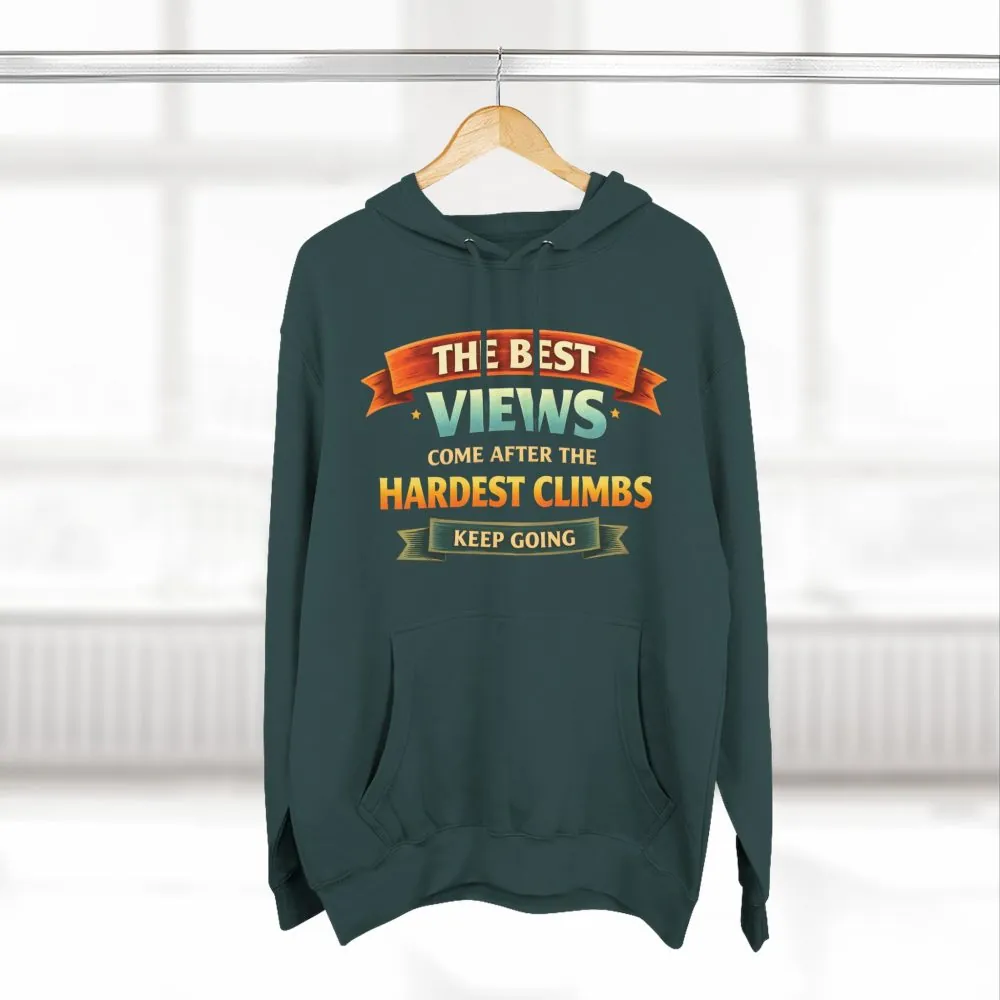 Three-Panel Fleece Hoodie - "The Best Views" Design Scenic-Line