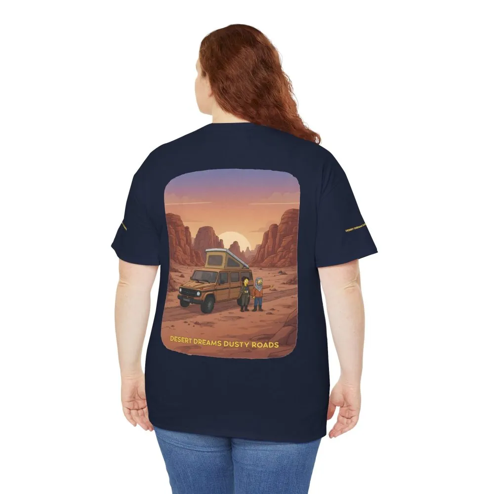 Unisex Heavy Cotton Tee — "Desert Dreams Dusty Roads" Design Sitcom-Line