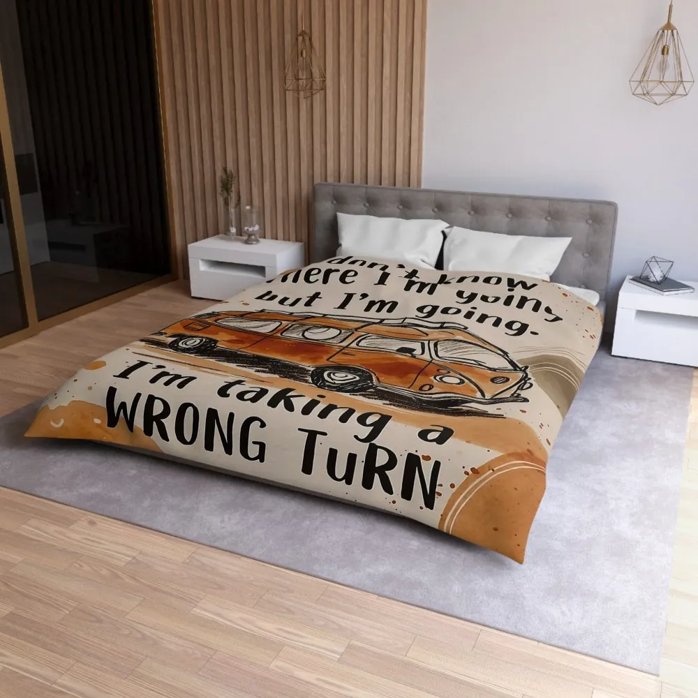 Duvet Cover - 'I Don't Know Where I'm Going' Vintage Camper Quote Microfiber Duvet