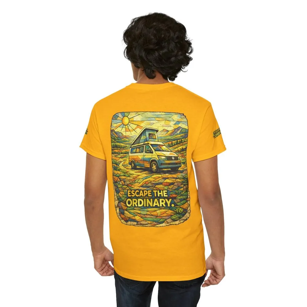 Unisex Heavy Cotton Tee — "Escape The Ordinary" Design Cubic-Line