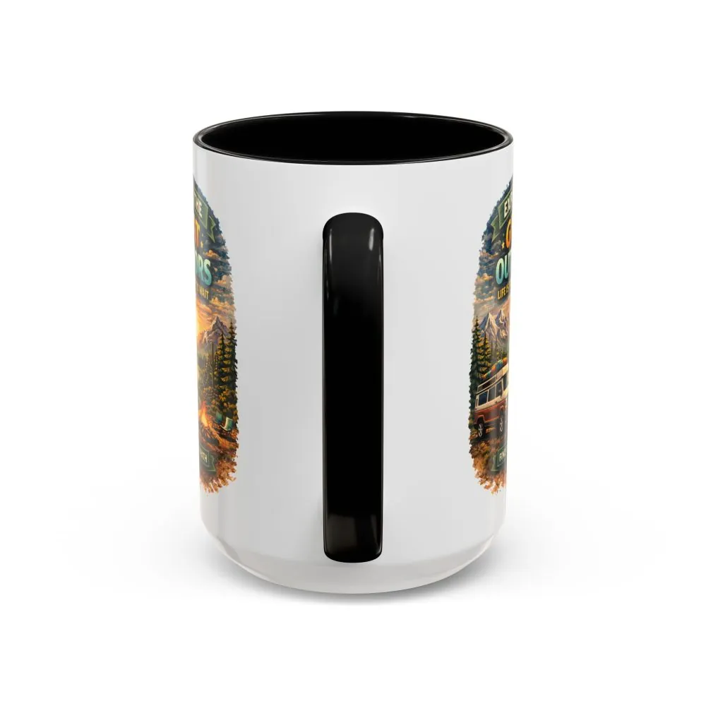 Accent Coffee Mug (11, 15oz) — "Explore The Great Outdoors" Design Scenic-Line