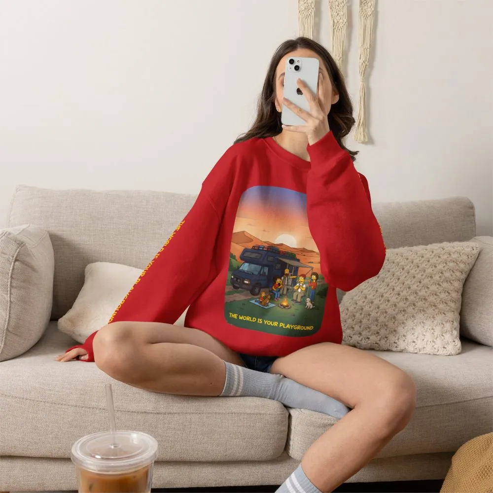 Unisex Heavy Blend™ Crewneck Sweatshirt — "The World Is Your playground" Design Sitcom-Line
