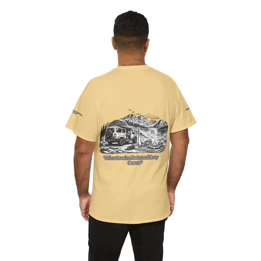 8101959051949631139_2048.jpeg Unisex Heavy Cotton Tee — "Adventure Awaits Around Every Corner" Design Minimal-Line