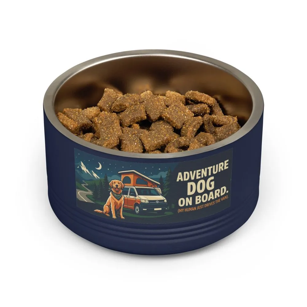 Pet Bowl — "Adventure Dog On Board " 18oz Camper & Hiking Dog Travel Bowl