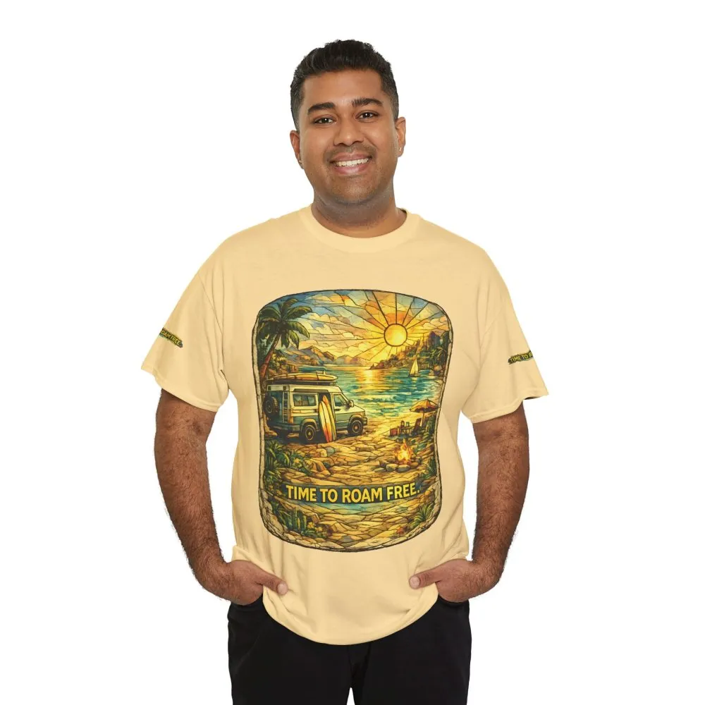 8150448934051794614_2048.jpeg Unisex Heavy Cotton Tee — "Time To Roam Free" Design Cubic-Line