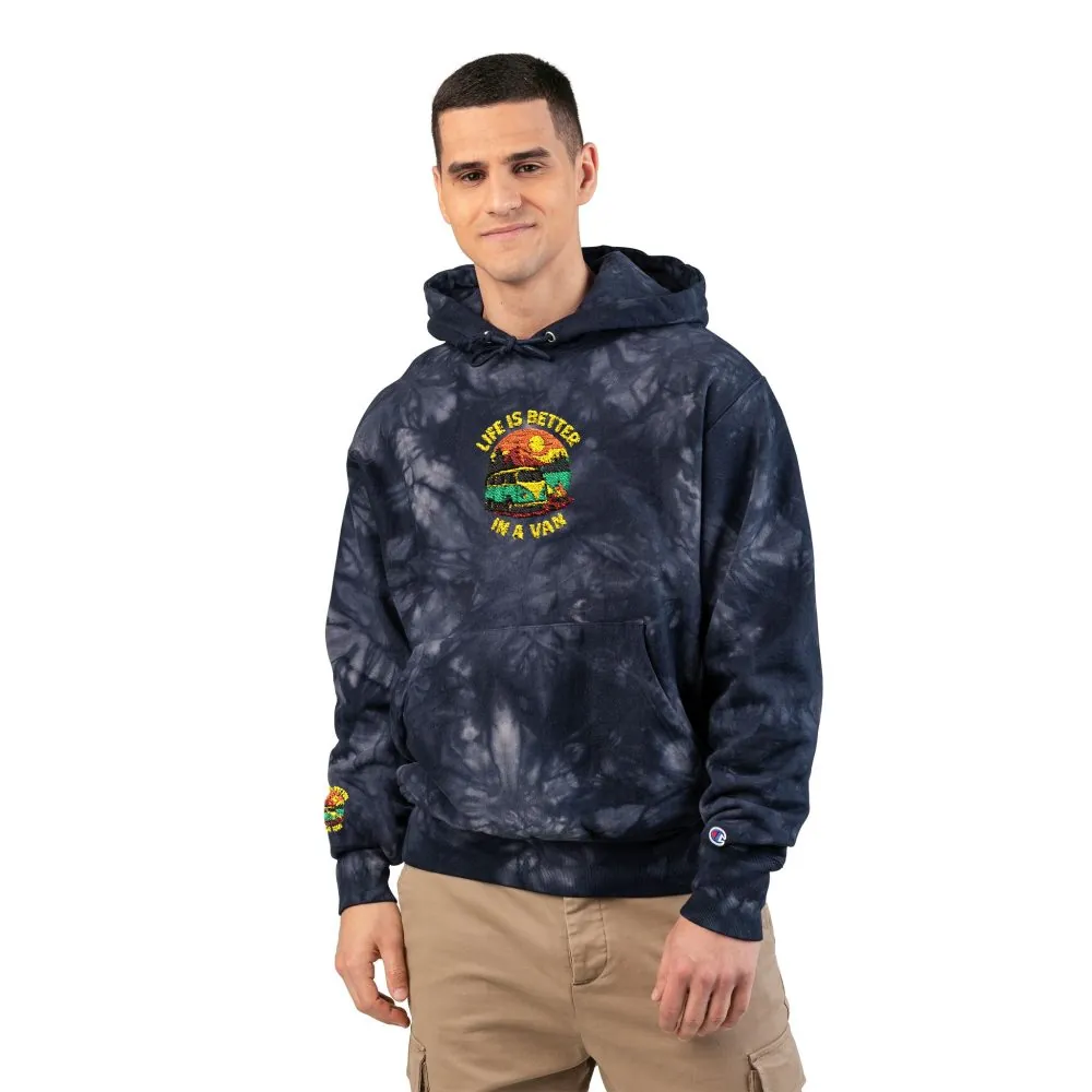 Unisex Tie-Dye Embroidered Hoodie — 'Life Is Better With A Van' Graphic