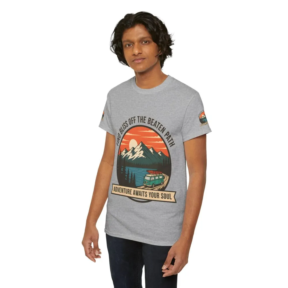 8153724337414740238_2048.jpeg Unisex Heavy Cotton Tee — "Find Bliss Off the Beaten Path" Mountain & Camper T‑Shirt