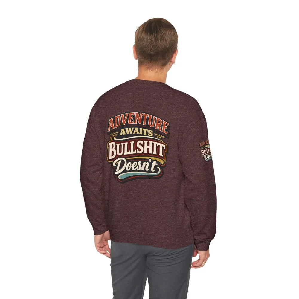 Unisex Heavy Blend™ Crewneck Sweatshirt — "Adventure Awaits" Design F**K-Line