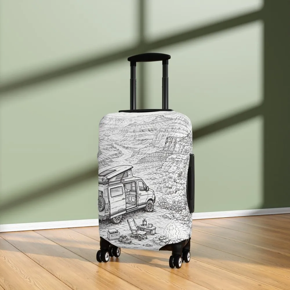 Luggage Cover — Adventure Camper Sketch Travel Suitcase