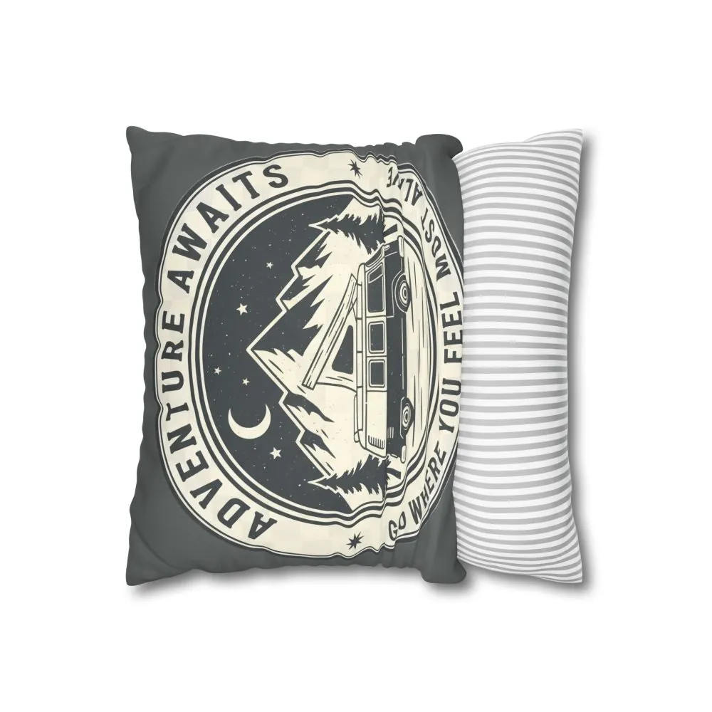 8165252296779080553_2048.jpeg Pillowcase — "Adventure Awaits-Go Where You Feel Most Alive" Faux Suede Travel Throw Pillow Cover