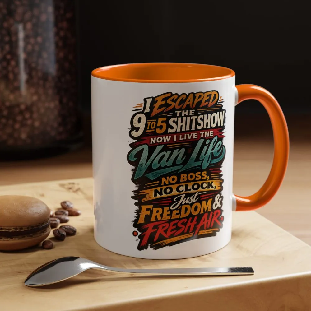 8165696606426894388_2048.jpeg Accent Coffee Mug (11, 15oz) — "I Escaped The 9 To 5" Design F**K-Line