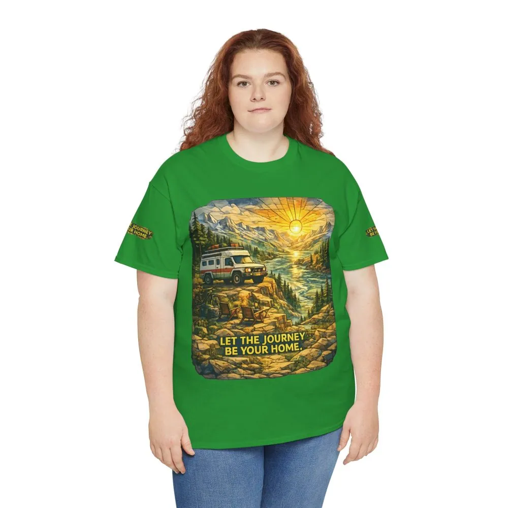 Unisex Heavy Cotton Tee — "Let The Journey Be Your Home" Design Cubic-Line