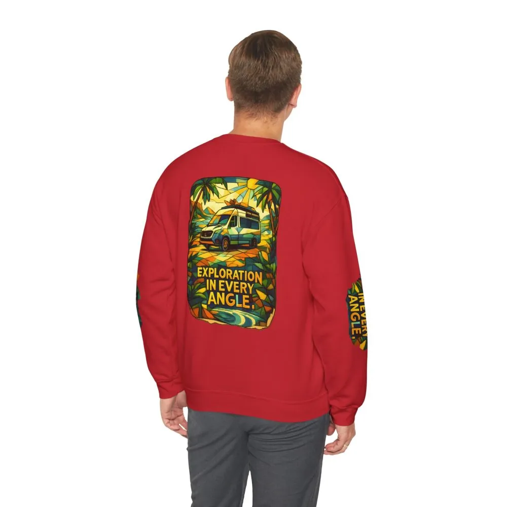 Unisex Heavy Blend™ Crewneck Sweatshirt — "Exploration In Every Angle" Design Cubic-Line