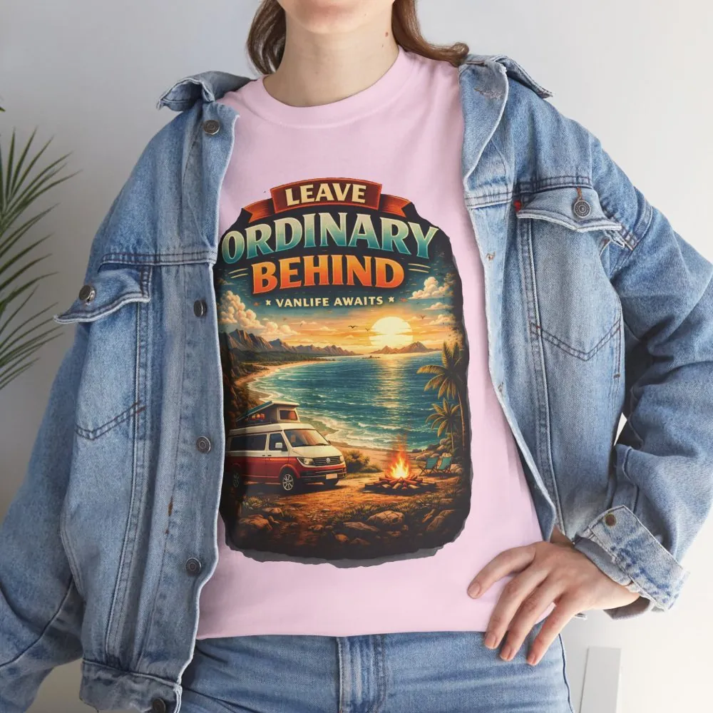 Unisex Heavy Cotton Tee — "Leave Ordinary Behind" Design Scenic-Line