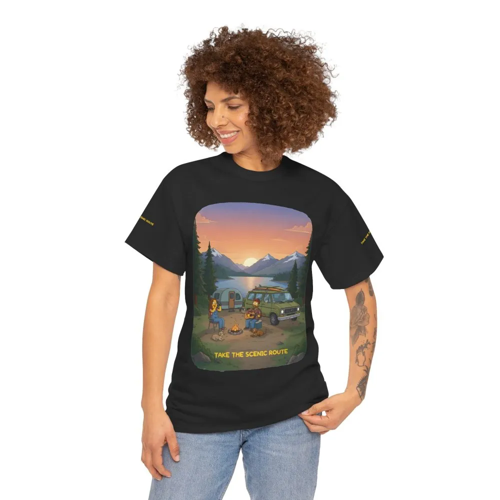 Unisex Heavy Cotton Tee — "Take The Scenic Route" Design Sitcom-Line