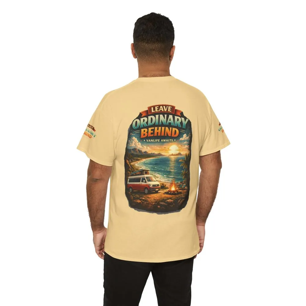 Unisex Heavy Cotton Tee — "Leave Ordinary Behind" Design Scenic-Line