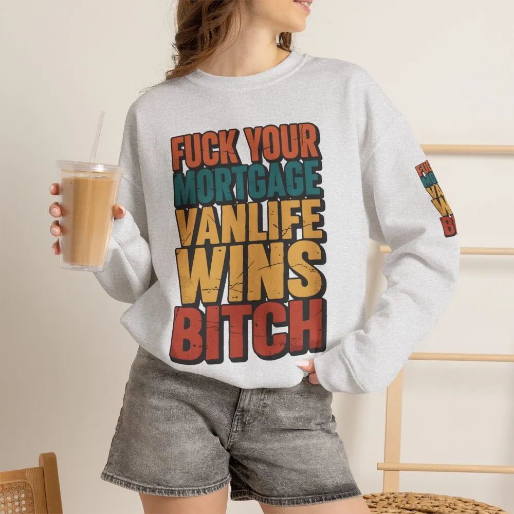 Unisex Heavy Blend™ Crewneck Sweatshirt — "Fuck Your Mortgage" Design F**K-Line