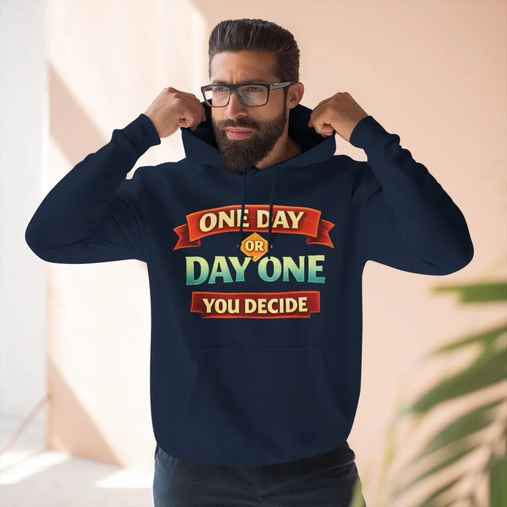 Three-Panel Fleece Hoodie - "One Day Or Day One" Design Scenic-Line