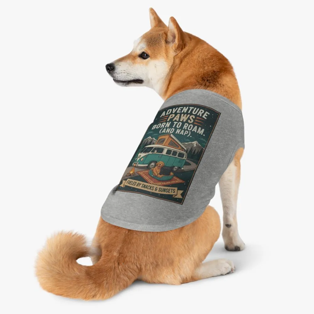 Pet Tank Top — "Adventure Paws Born to Roam (And Nap)" Camping Dog Shirt