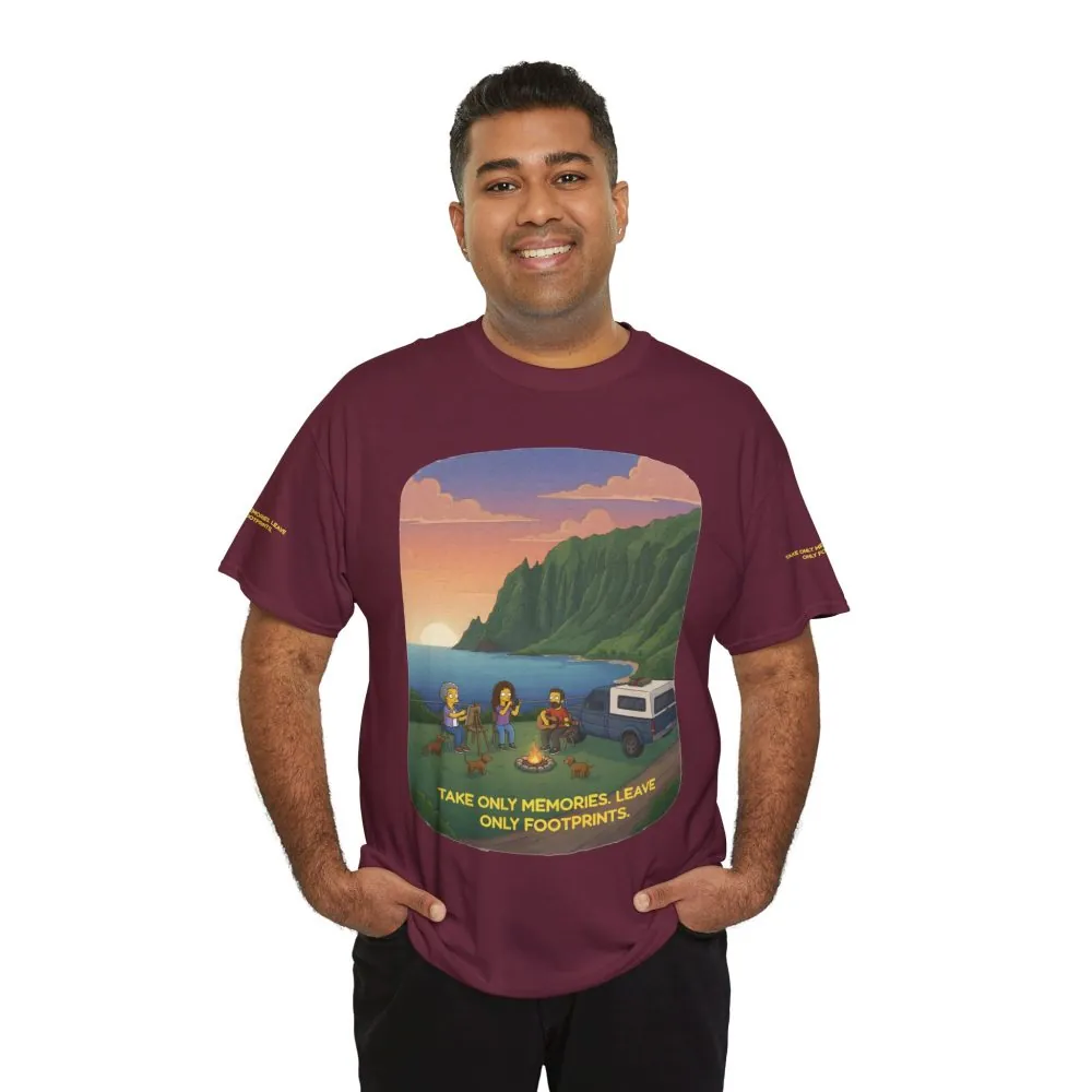 Unisex Heavy Cotton Tee — "Take Only Memories-Leave Only Footprints" Design Sitcom-Line