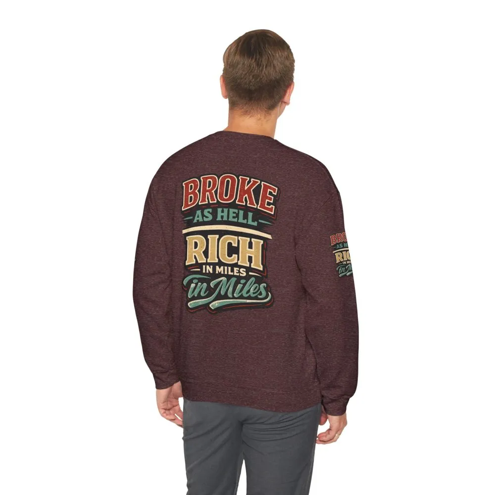 Unisex Heavy Blend™ Crewneck Sweatshirt — "Broke As Hell" Design F**K-Line