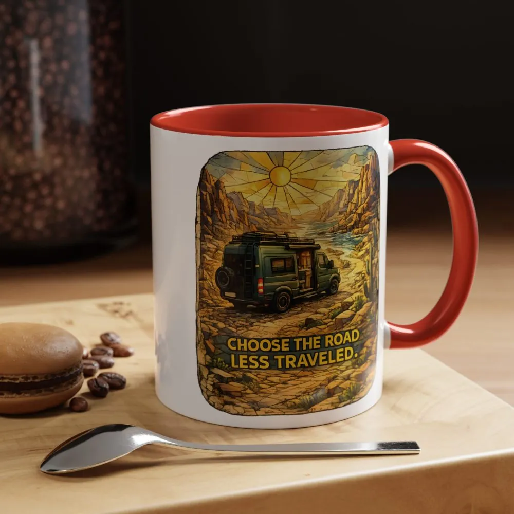 8219793834590513186_2048.jpeg Accent Coffee Mug (11, 15oz) — "Choose The Road Less Traveled" Design Cubic-Line