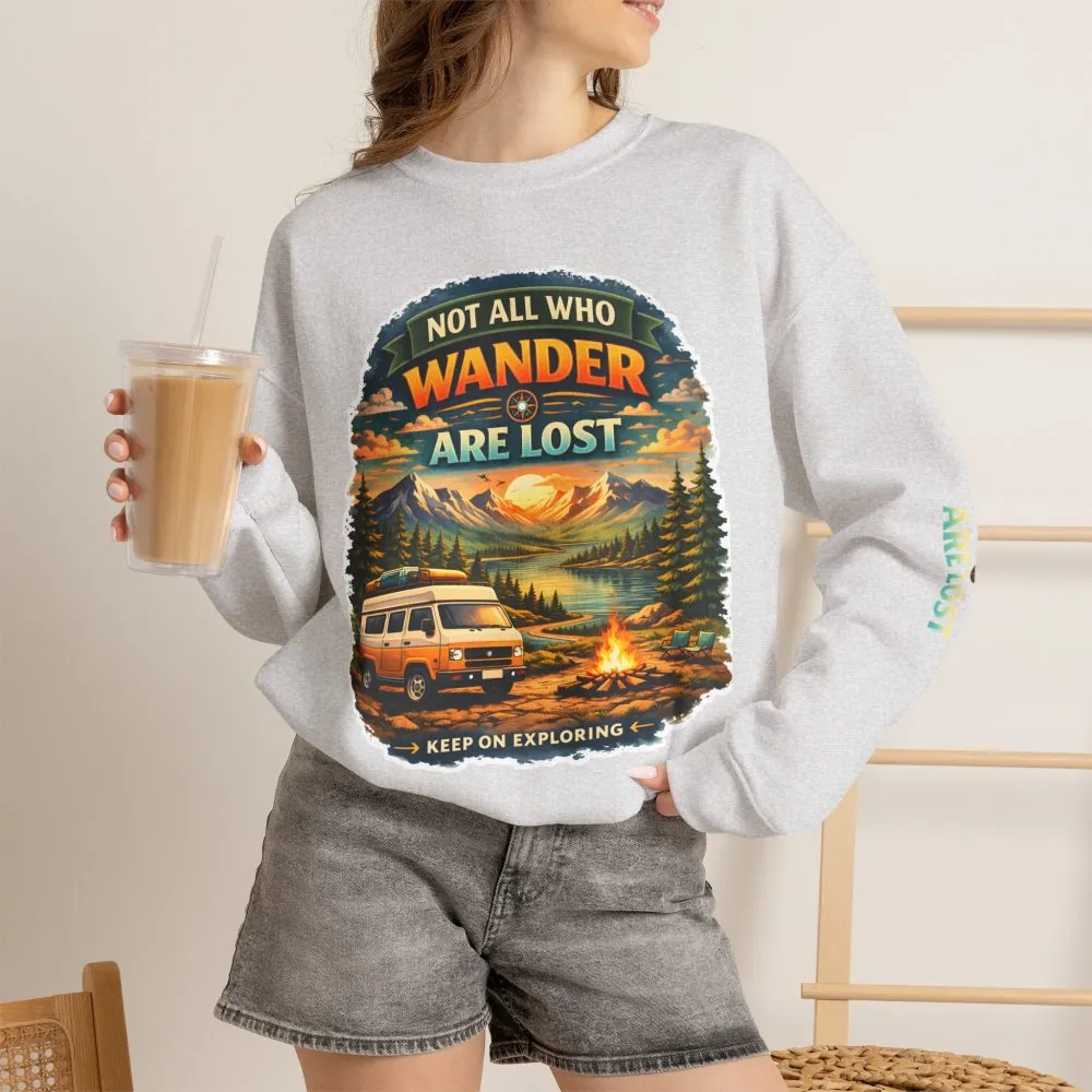 8226395151167601042_2048.jpeg Unisex Heavy Blend™ Crewneck Sweatshirt — "Not All Who Wander Are Lost" Design Scenic-Line