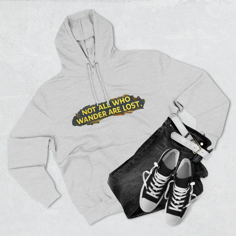 8236913468089829261_2048.jpeg Three-Panel Fleece Hoodie - "Not All Who Wander Are Lost" Design Cubic-Line