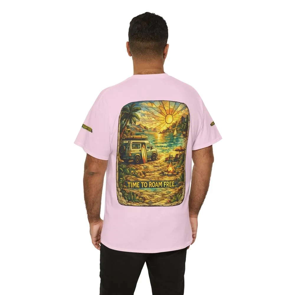 823832625941268985_2048.jpeg Unisex Heavy Cotton Tee — "Time To Roam Free" Design Cubic-Line
