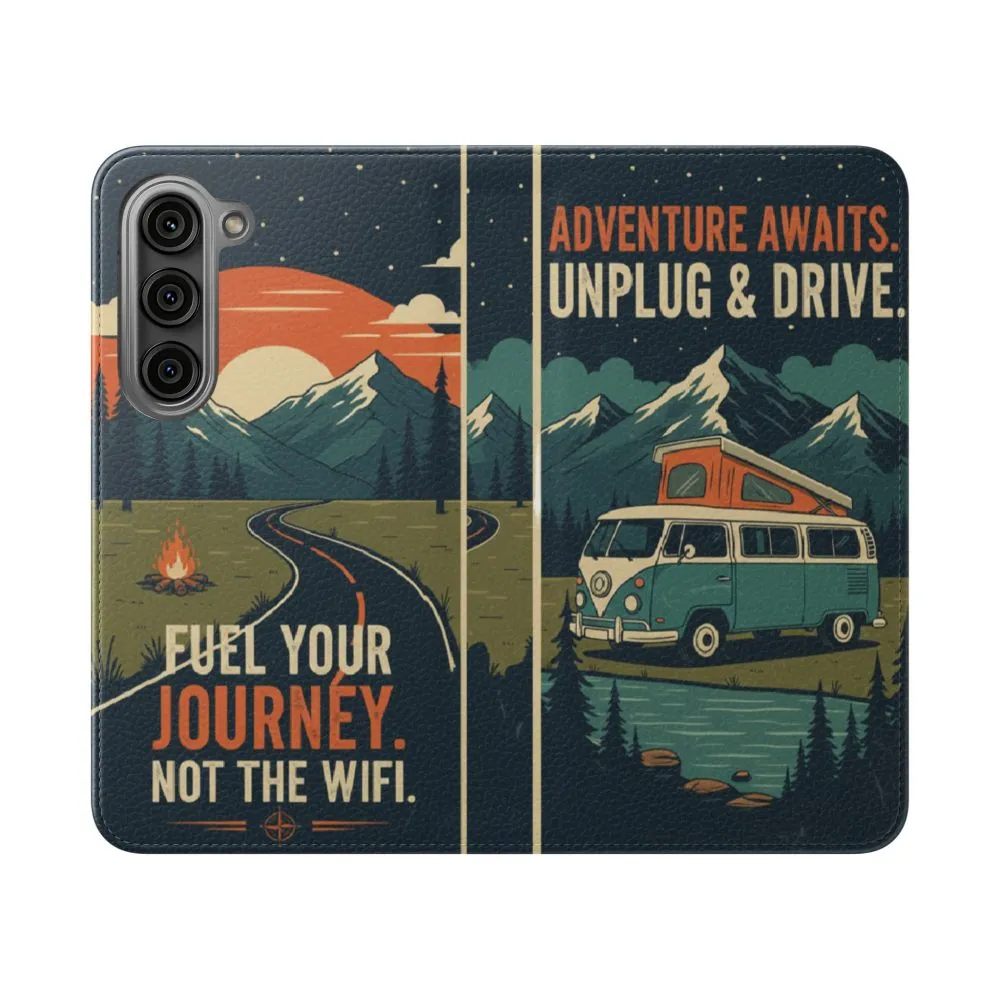 Flip Phone Case — "Fuel Your Journey, Not the Wifi" Wallet Cover