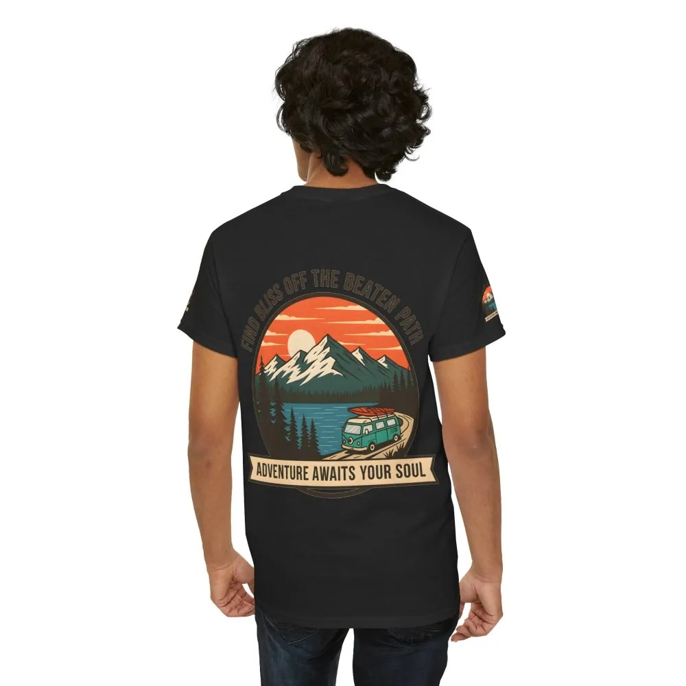 8251329163194166858_2048.jpeg Unisex Heavy Cotton Tee — "Find Bliss Off the Beaten Path" Mountain & Camper T‑Shirt