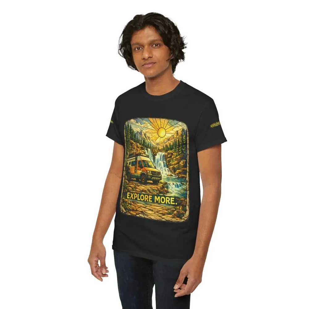 Unisex Heavy Cotton Tee — "Explore More" Design Cubic-Line