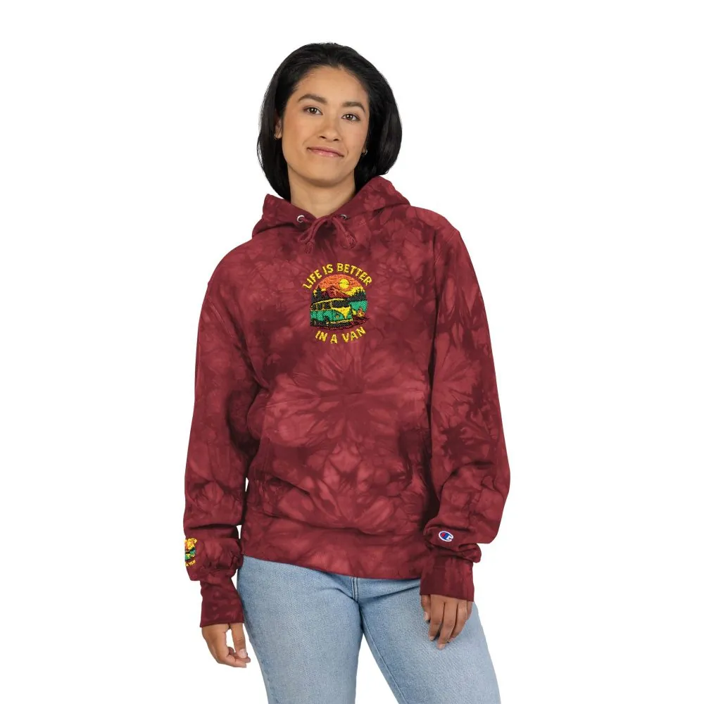 Unisex Tie-Dye Embroidered Hoodie — 'Life Is Better With A Van' Graphic