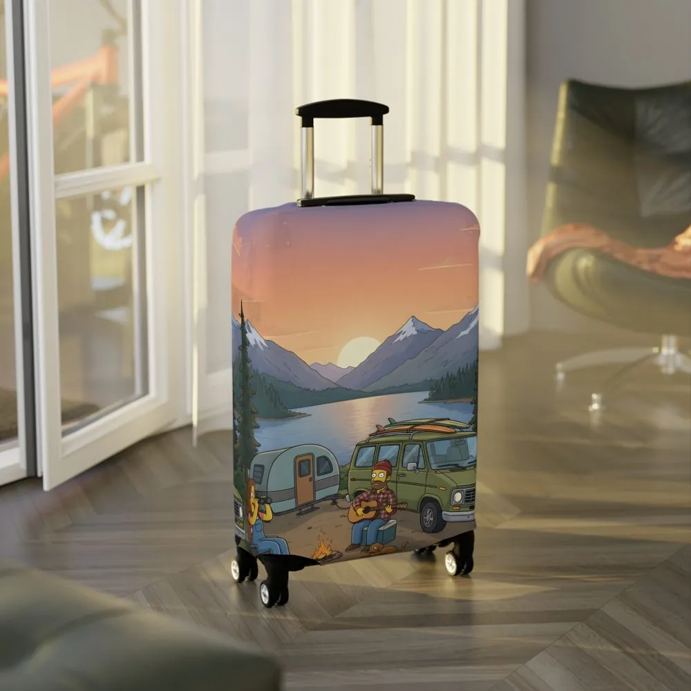 Luggage Cover — Adventure Camper Sketch Travel Suitcase(Design Sitcom-Line)