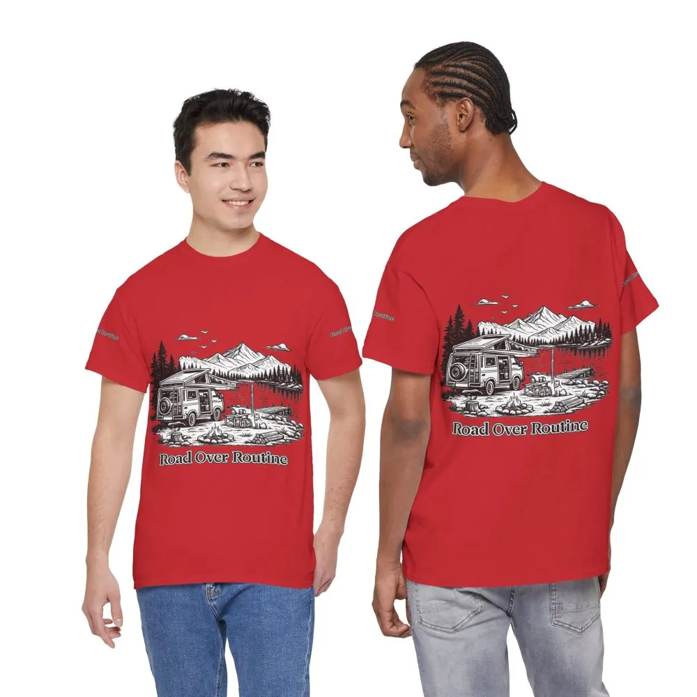 8294527503606891594_2048.jpeg Unisex Heavy Cotton Tee — "Road Over Routine" Design Minimal-Line