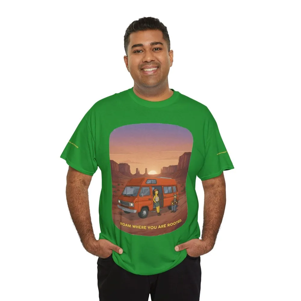 Unisex Heavy Cotton Tee — "Roam Where You Are Rooted" Design Sitcom-Line